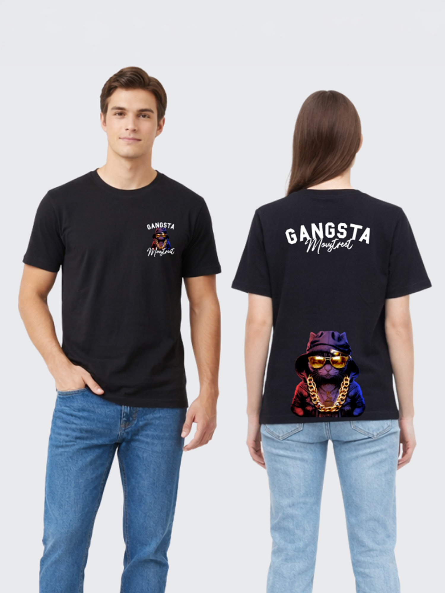 Regular Fit Black Cotton Graphic Tshirt UTR178 view 3