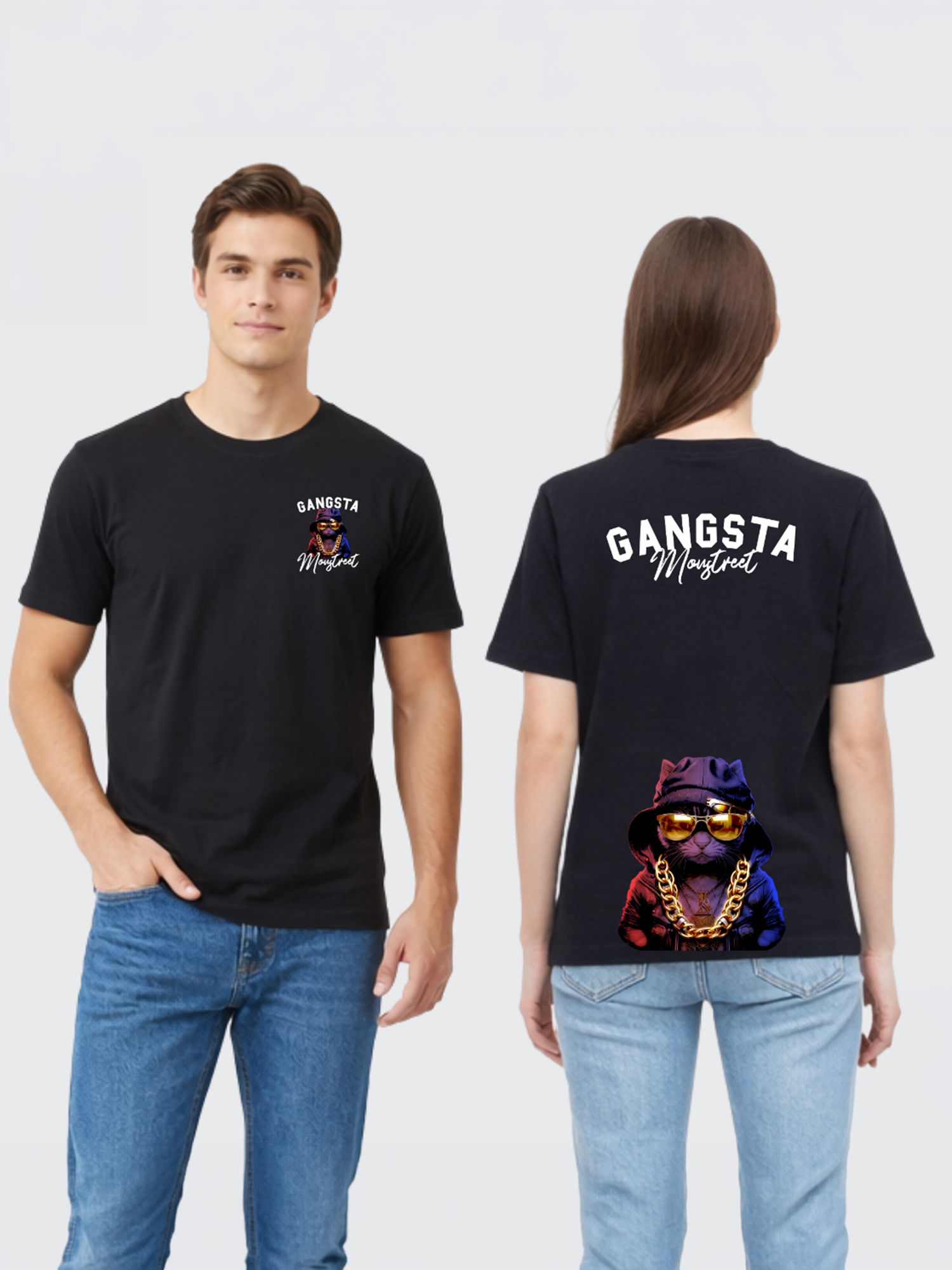 Regular Fit Black Cotton Graphic Tshirt UTR178 view 4