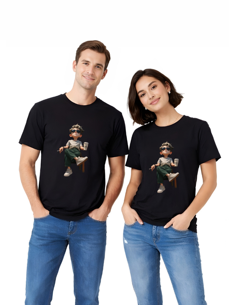 Regular Fit Black Cotton Graphic Tshirt UTR204 view 4