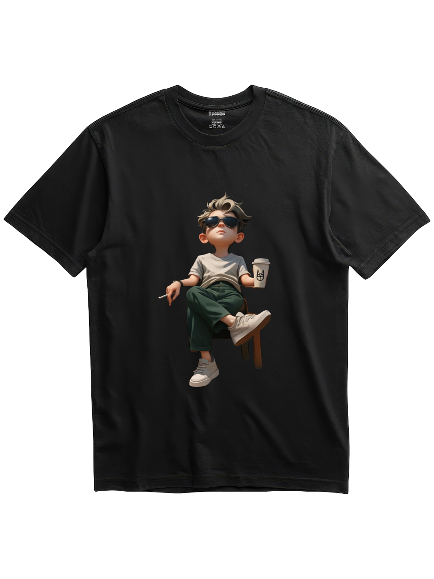 Regular Fit Black Cotton Graphic Tshirt UTR204 view 3