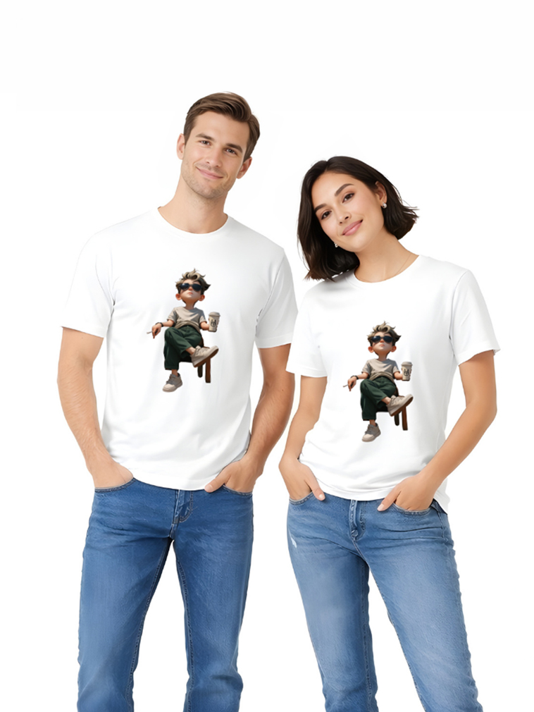 Regular Fit White Cotton Graphic Tshirt UTR204 view 4