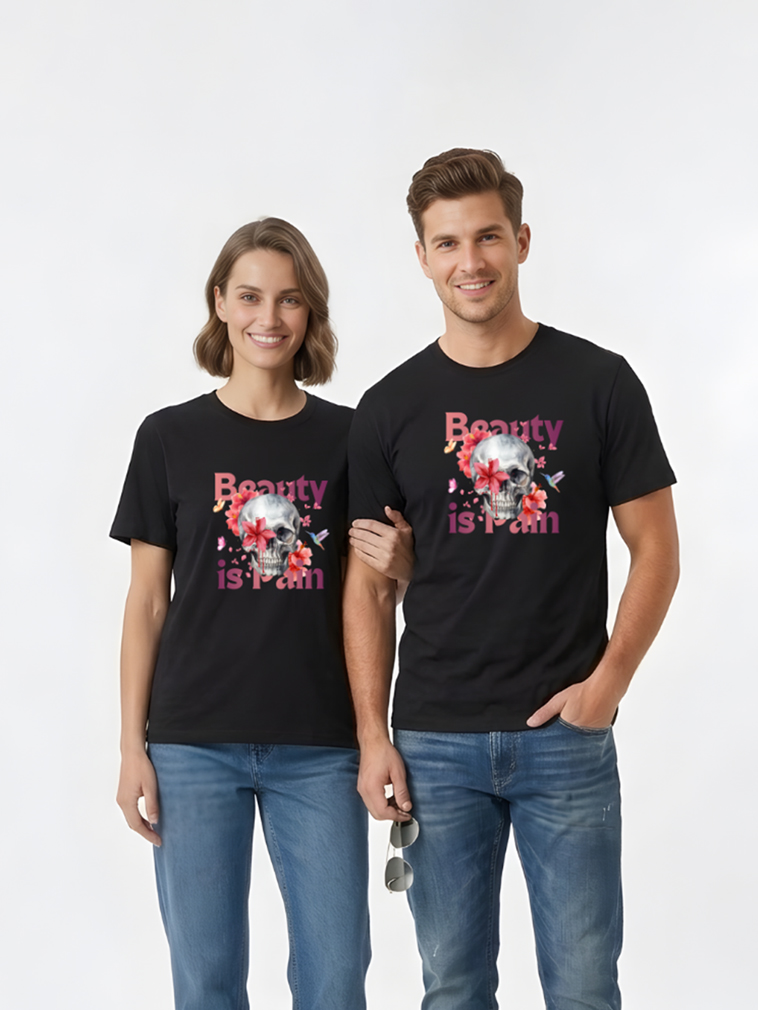 Regular Fit Black Cotton Graphic Tshirt UTR205 view 5