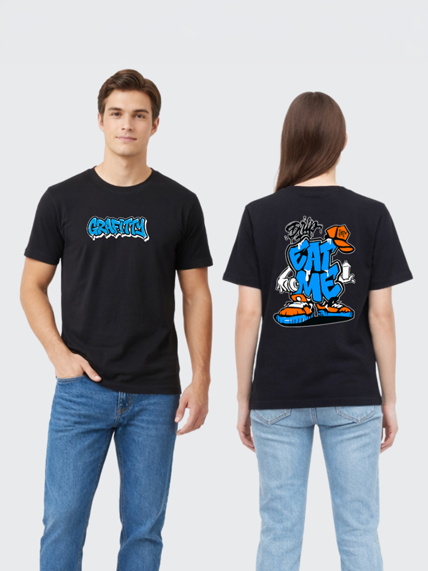 Regular Fit Black Cotton Graphic Tshirt UTR172 view 4