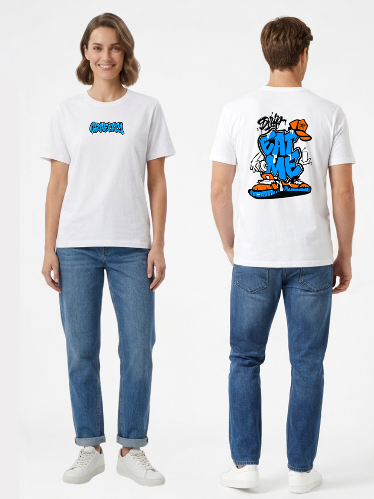Regular Fit White Cotton Graphic Tshirt UTR172