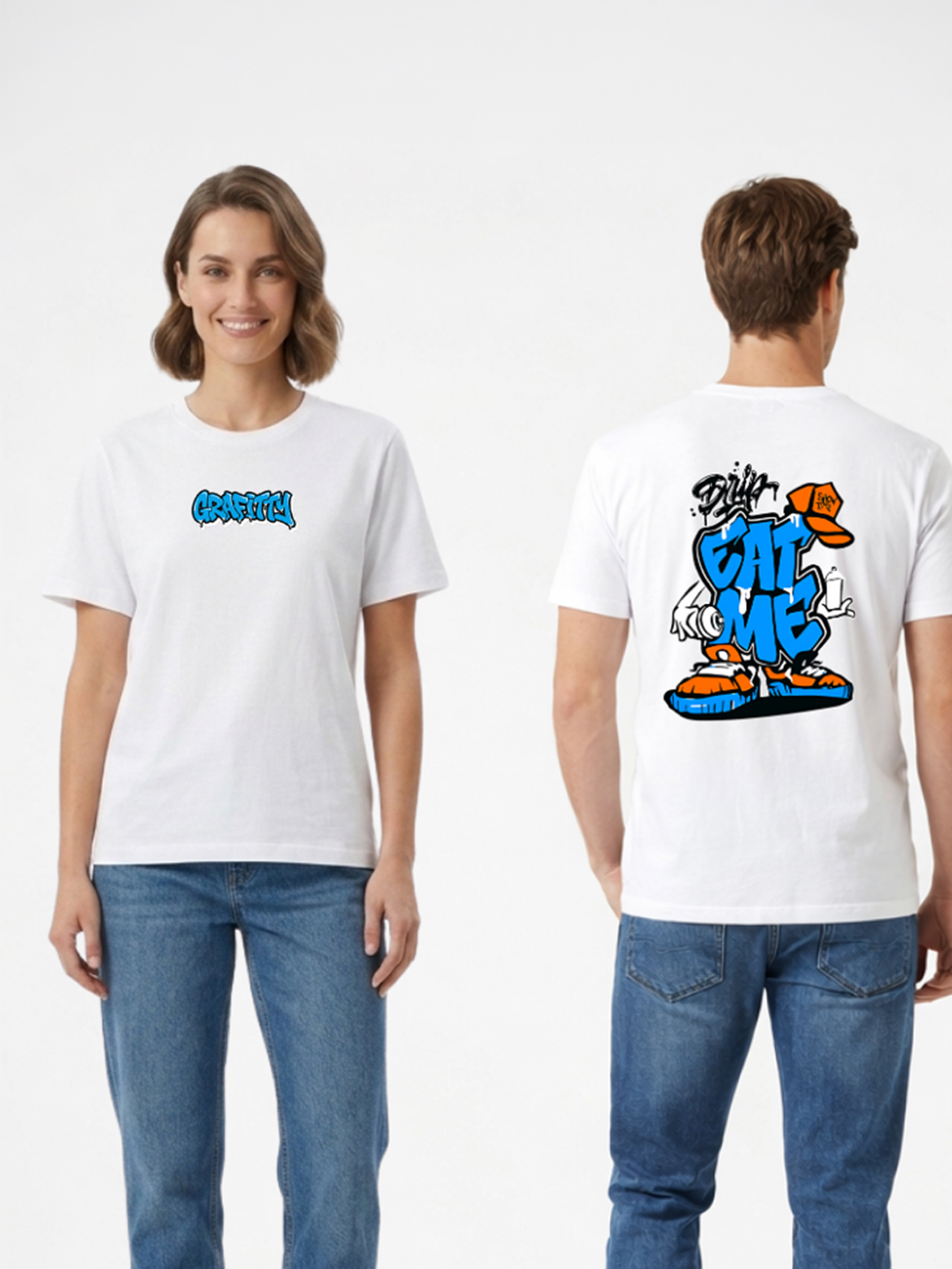 Regular Fit White Cotton Graphic Tshirt UTR172 view 3