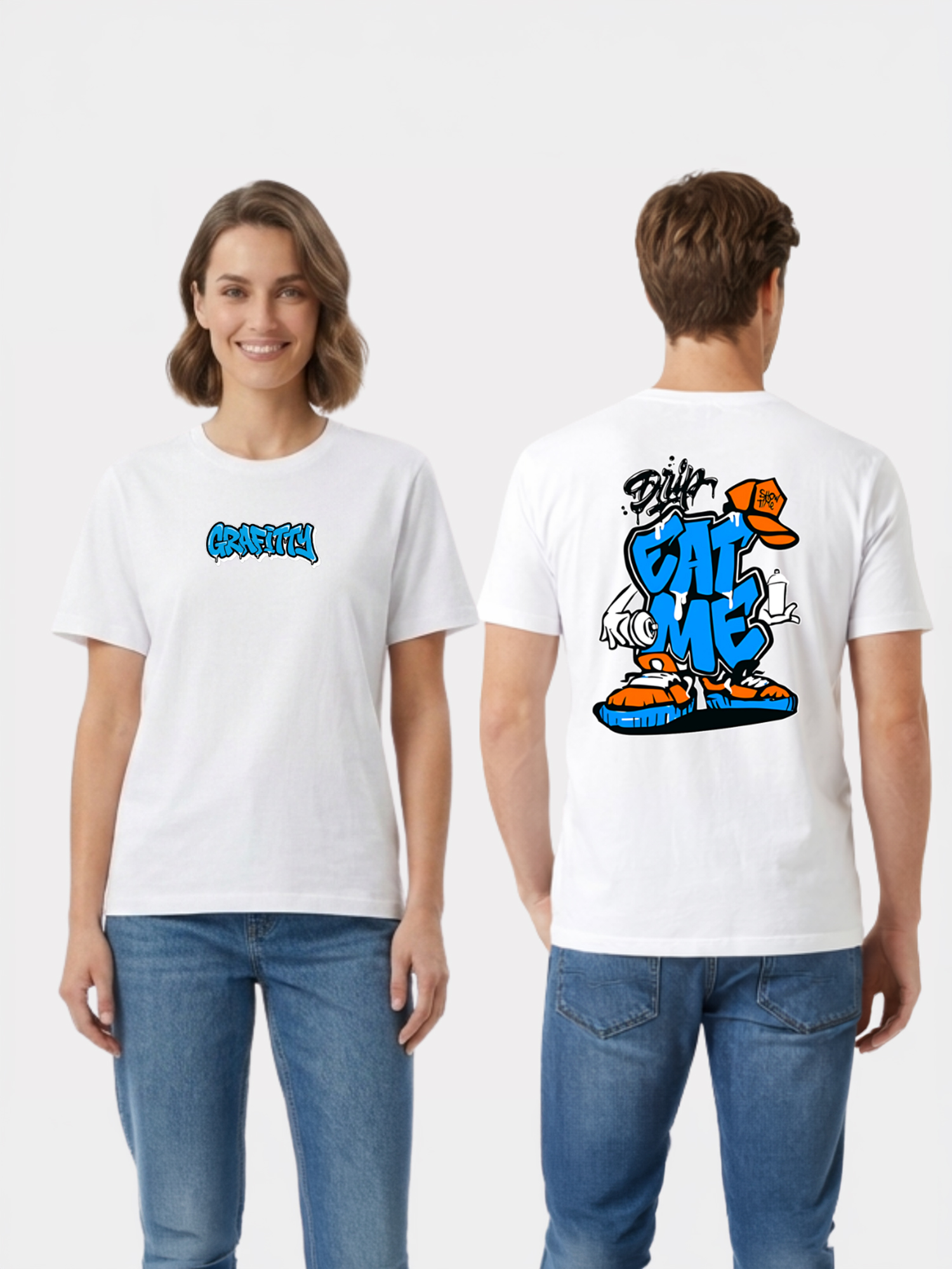 Regular Fit White Cotton Graphic Tshirt UTR172 view 4