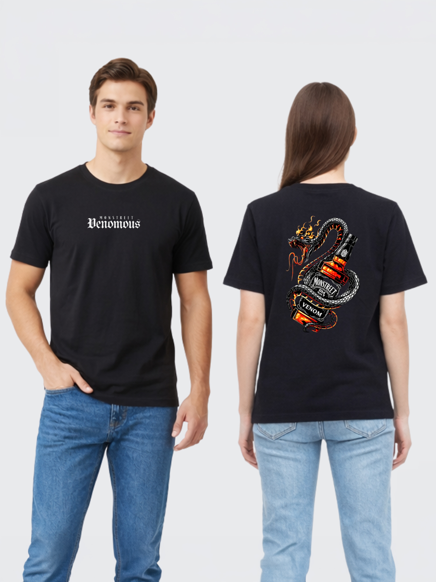 Regular Fit Black Cotton Graphic Tshirt UTR174 view 3