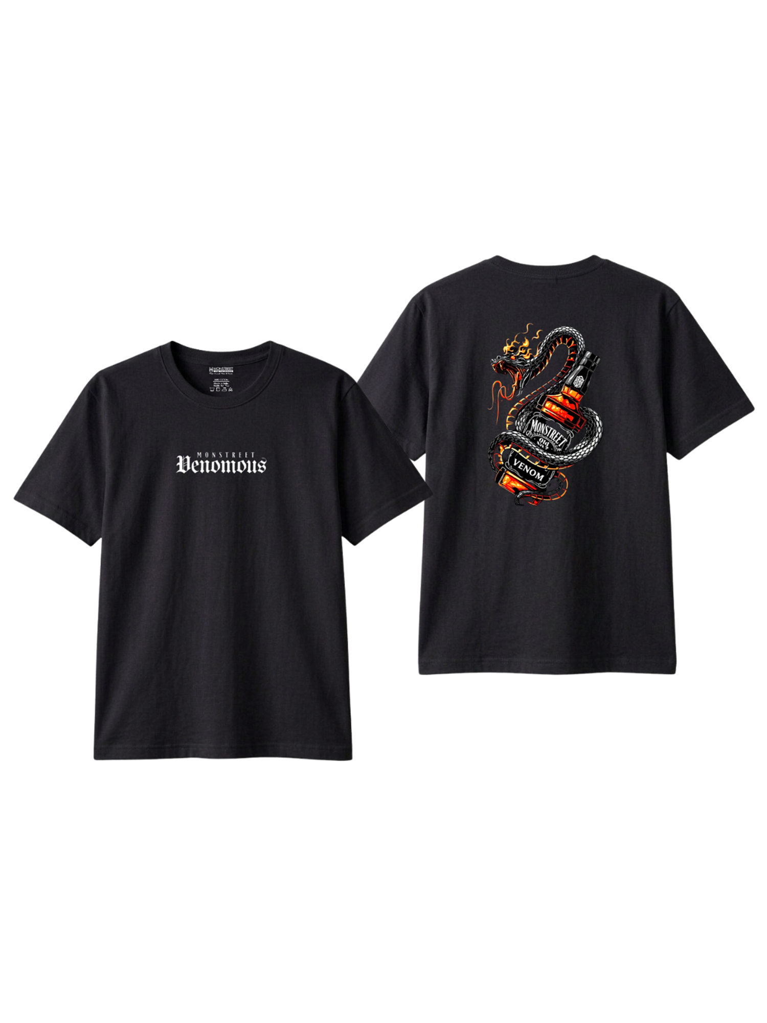 Regular Fit Black Cotton Graphic Tshirt UTR174 view 2
