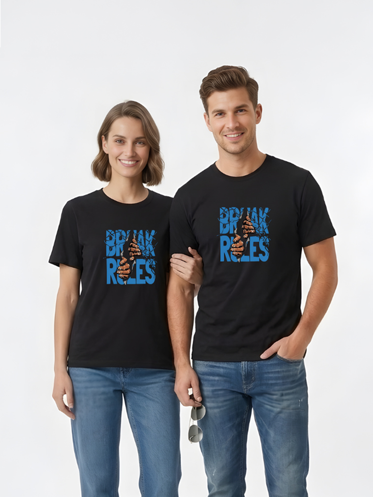 Regular Fit Black Cotton Graphic Tshirt UTR222 view 4