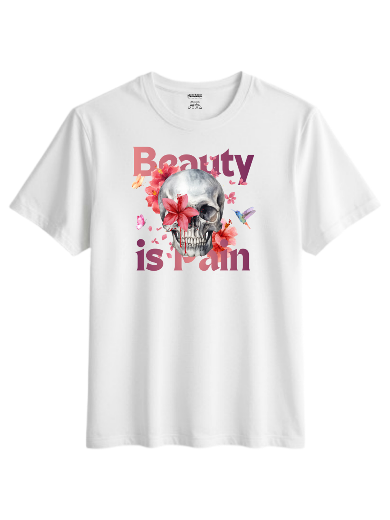 Regular Fit White Cotton Graphic Tshirt UTR205 view 3