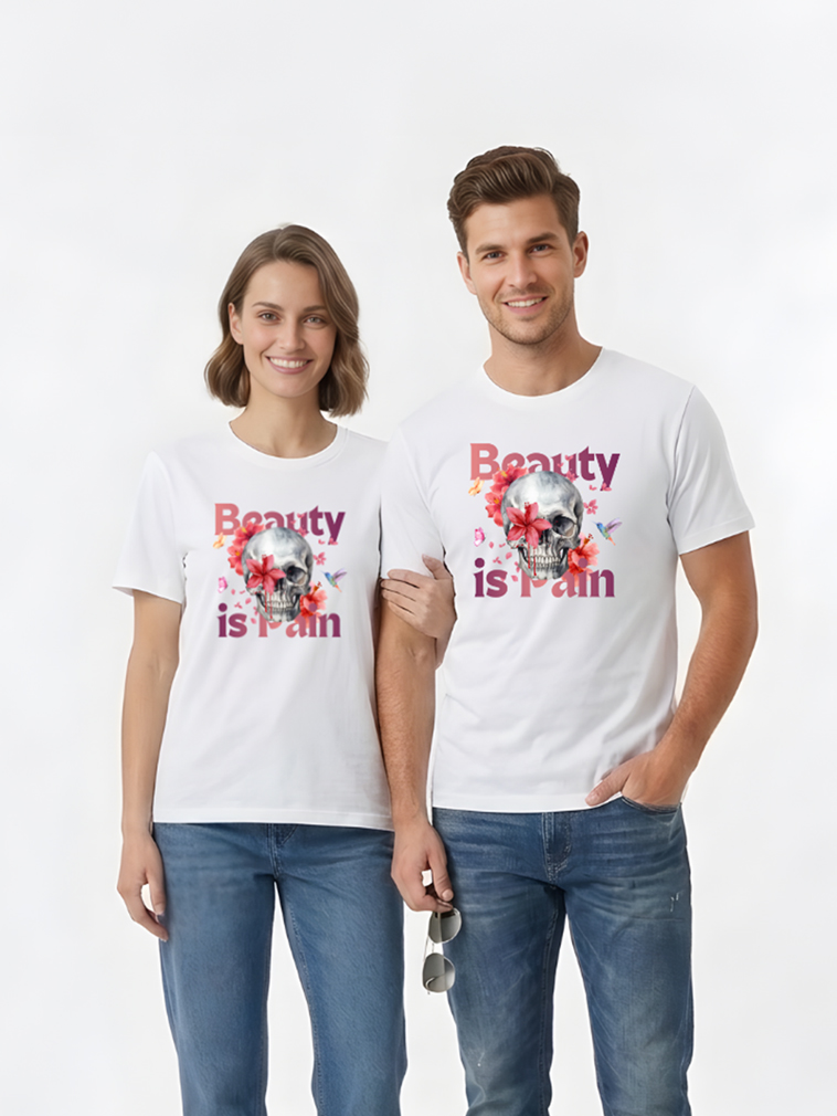 Regular Fit White Cotton Graphic Tshirt UTR205 view 5