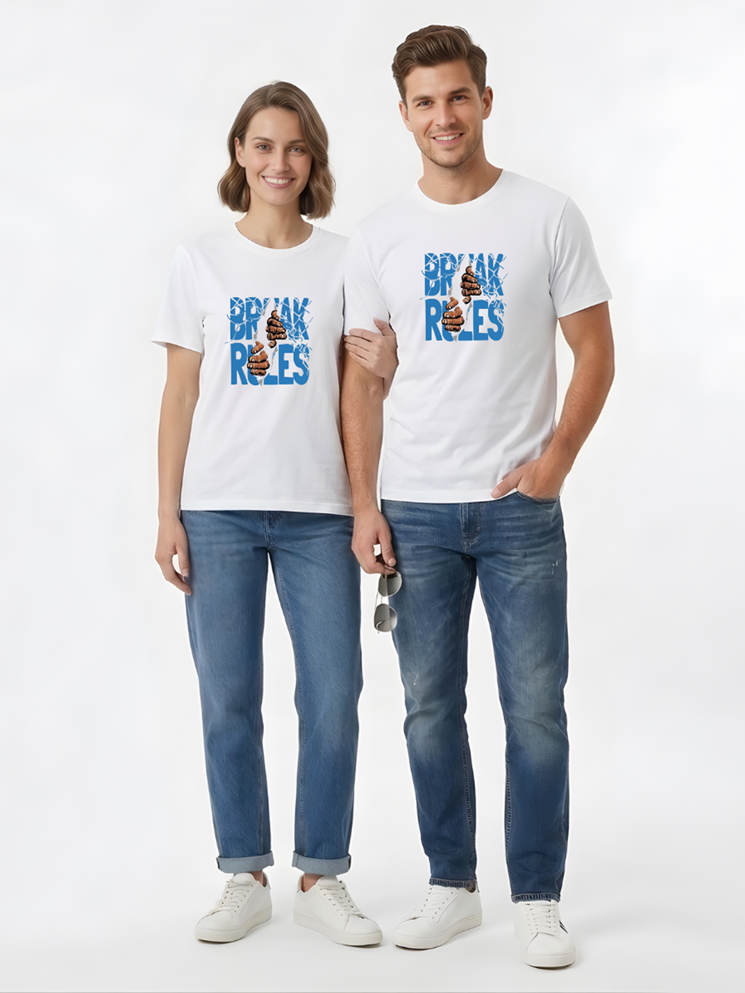 Regular Fit White Cotton Graphic Tshirt UTR222