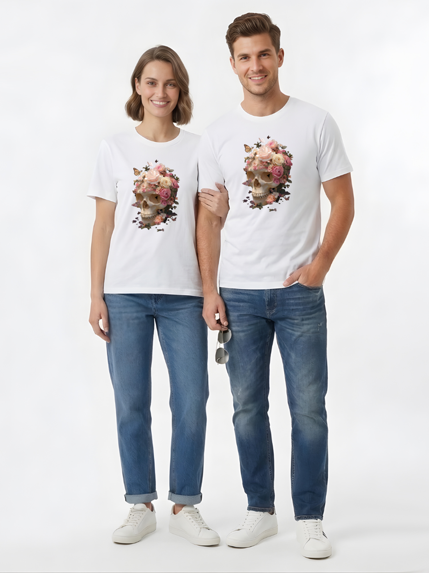 Regular Fit White Cotton Graphic Tshirt UTR206