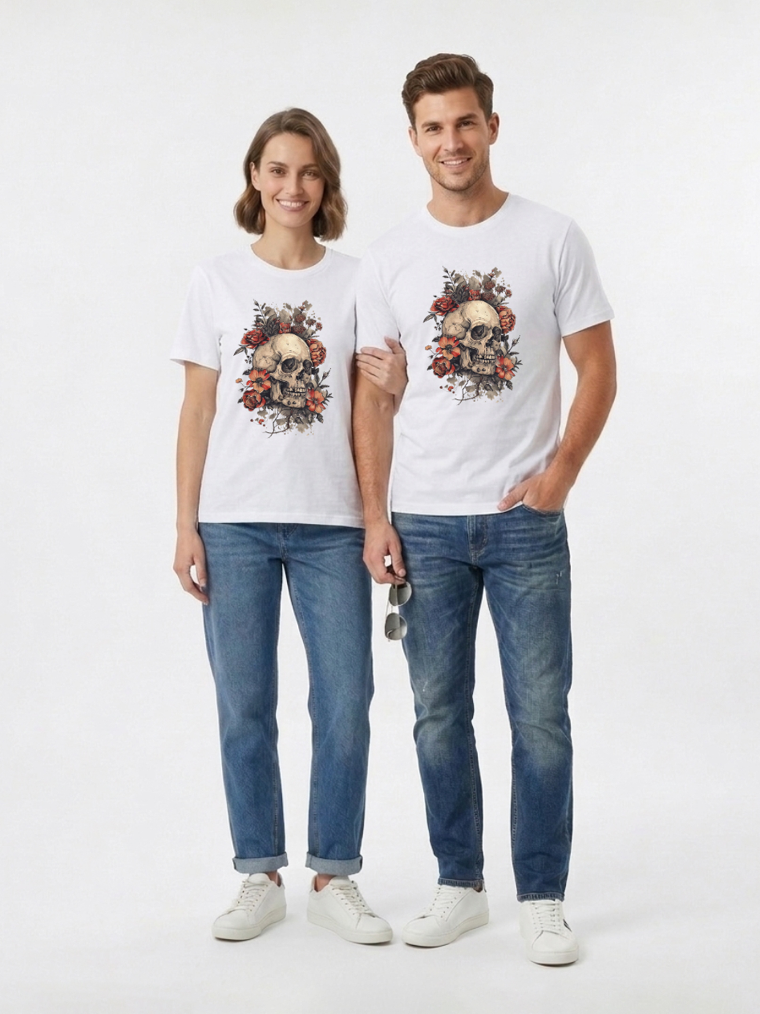Regular Fit White Cotton Graphic Tshirt UTR209