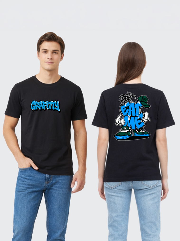 Regular Fit Black Cotton Graphic Tshirt UTR214 view 4
