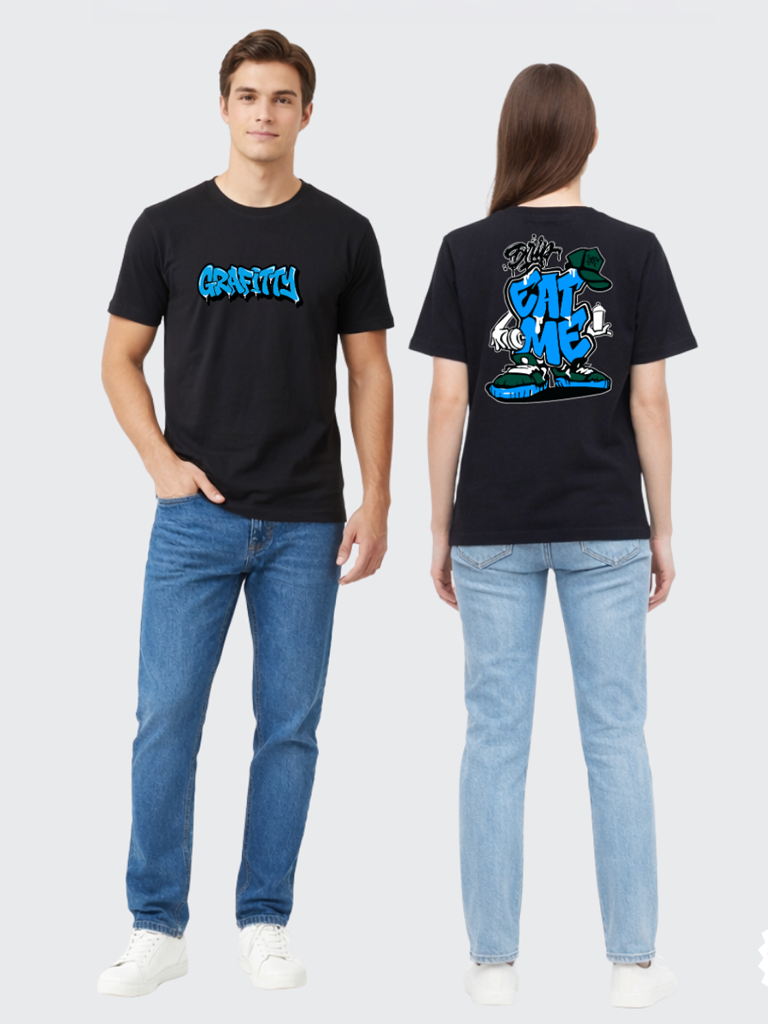 Regular Fit Black Cotton Graphic Tshirt UTR214