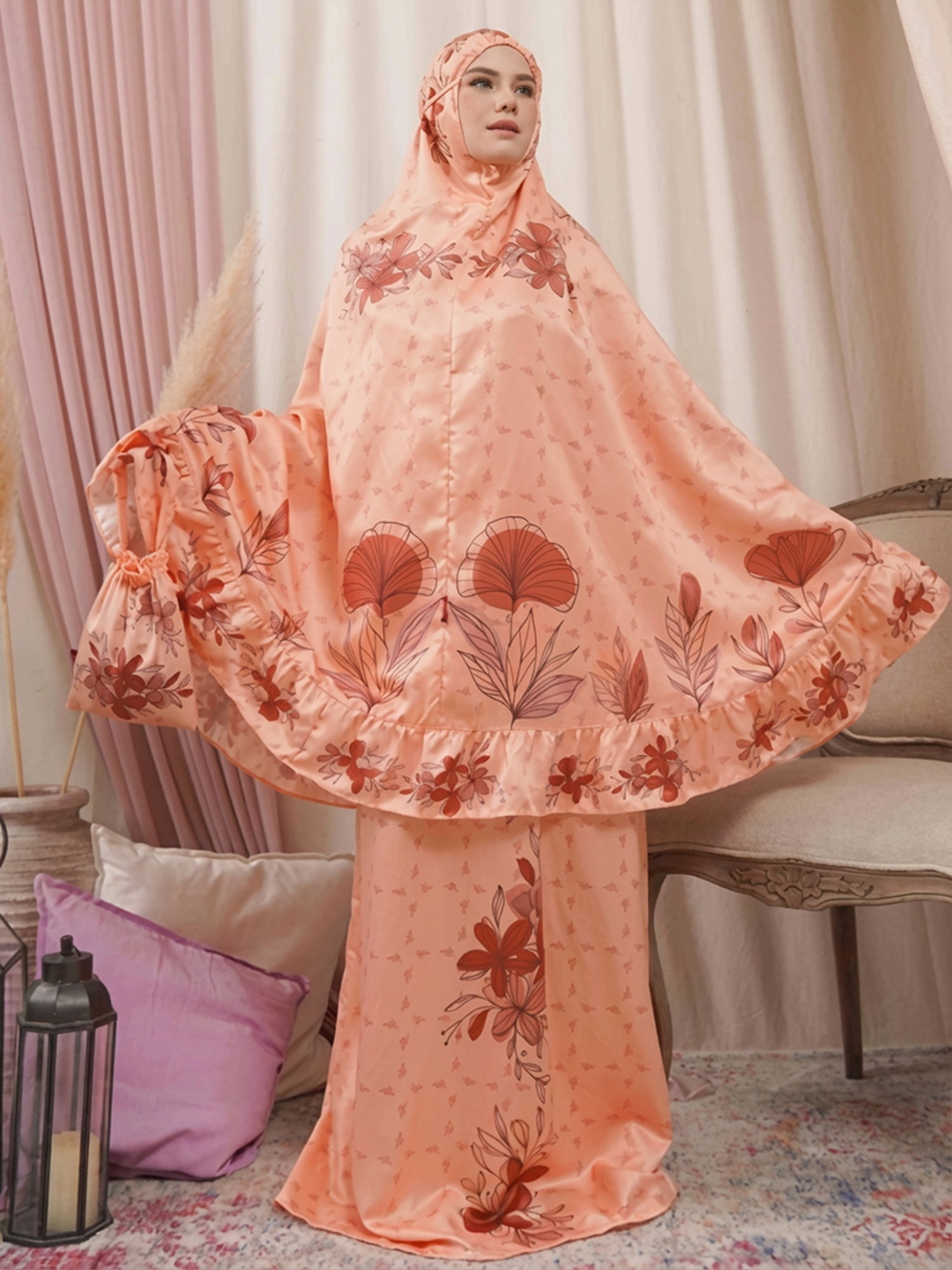 Magnolia Rose Mukena - Peach view 2