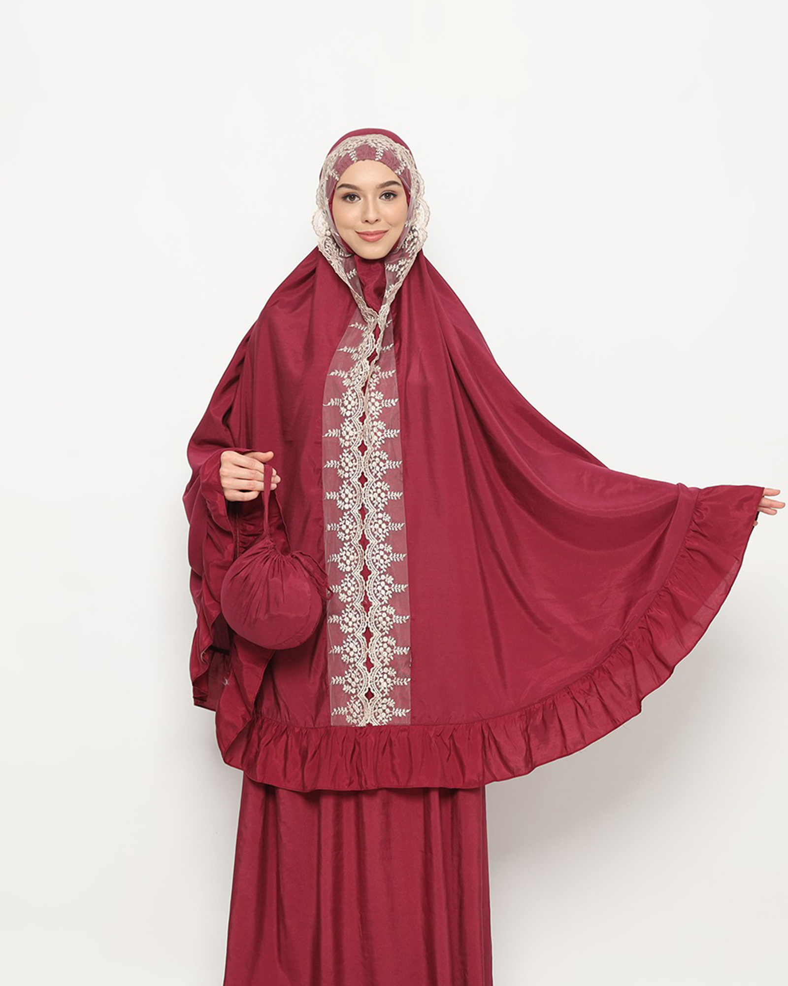 Myesha Hamida Mukena - Maroon view 4