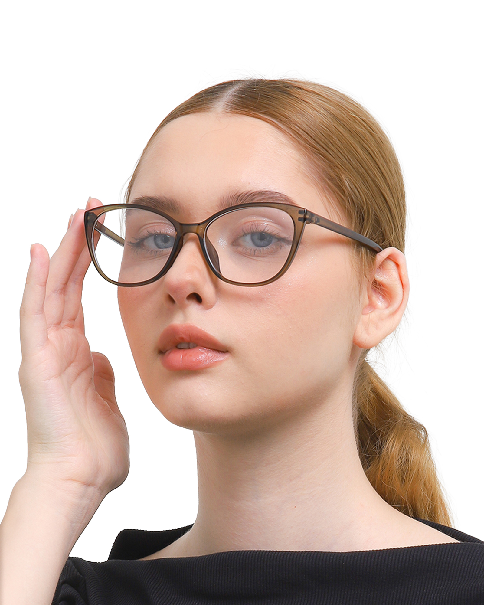 Kacamata TR Lentur Pria Wanita Antiradiasi Cat Eye Vania-BROWN view 7