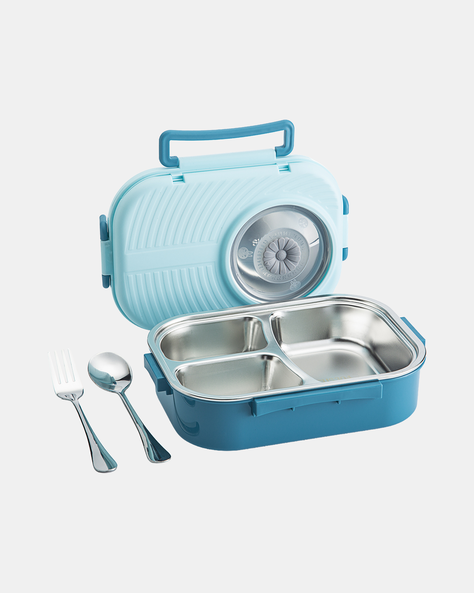 Freckles Stainless Steel 304 Lunch Set with Bowl Cutlery -Tempat Makan Stainless Steel 1000ml view 2