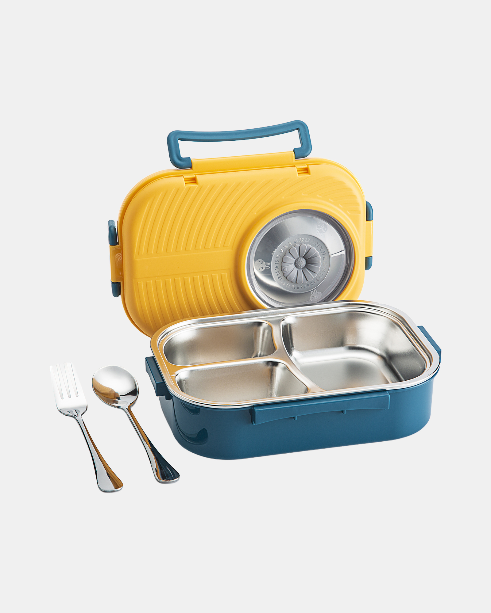 Freckles Stainless Steel 304 Lunch Set with Bowl Cutlery -Tempat Makan Stainless Steel 1000ml view 5