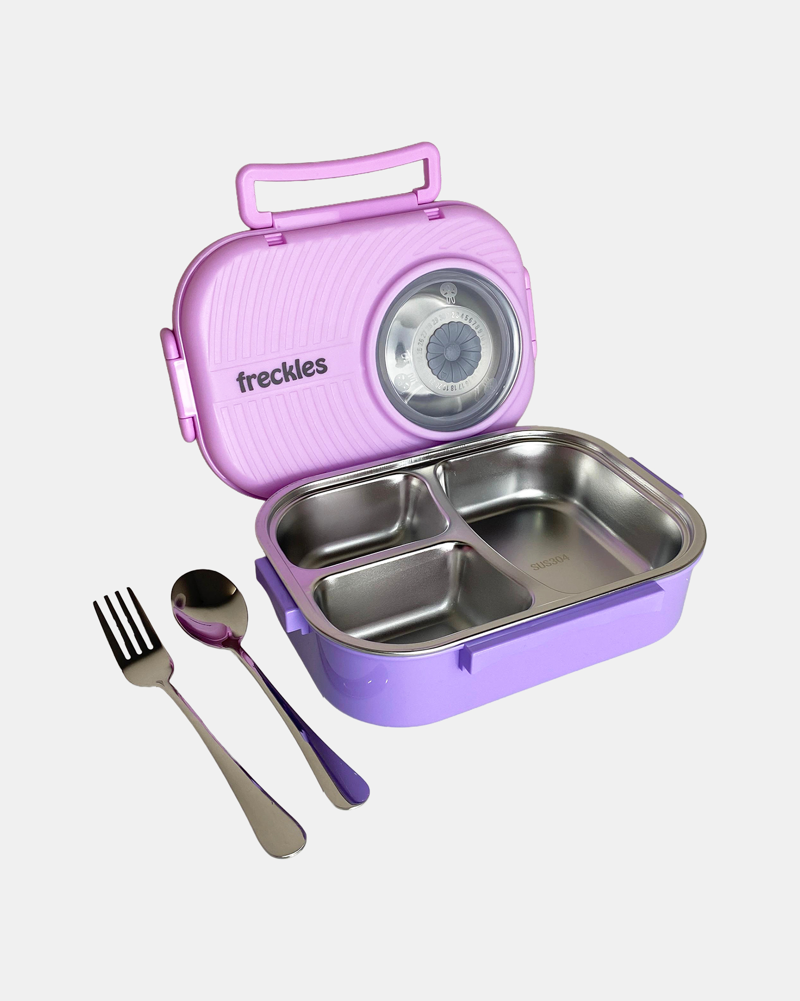 Freckles Stainless Steel 304 Lunch Set with Bowl Cutlery -Tempat Makan Stainless Steel 1000ml view 4
