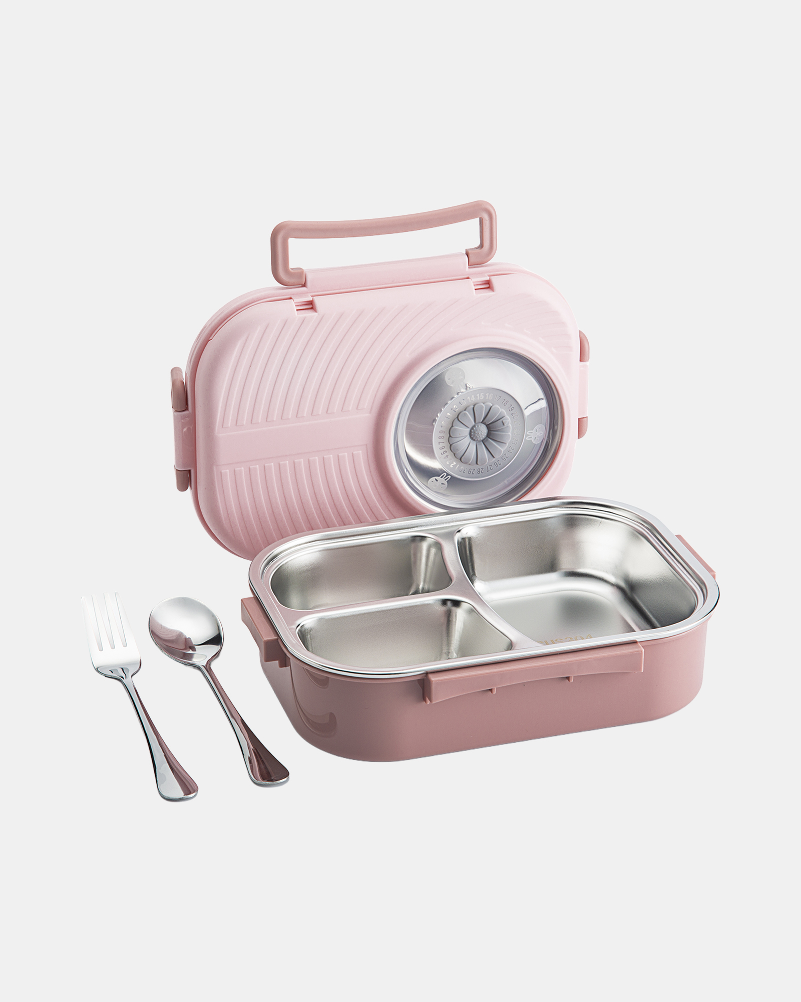 Freckles Stainless Steel 304 Lunch Set with Bowl Cutlery -Tempat Makan Stainless Steel 1000ml view 3