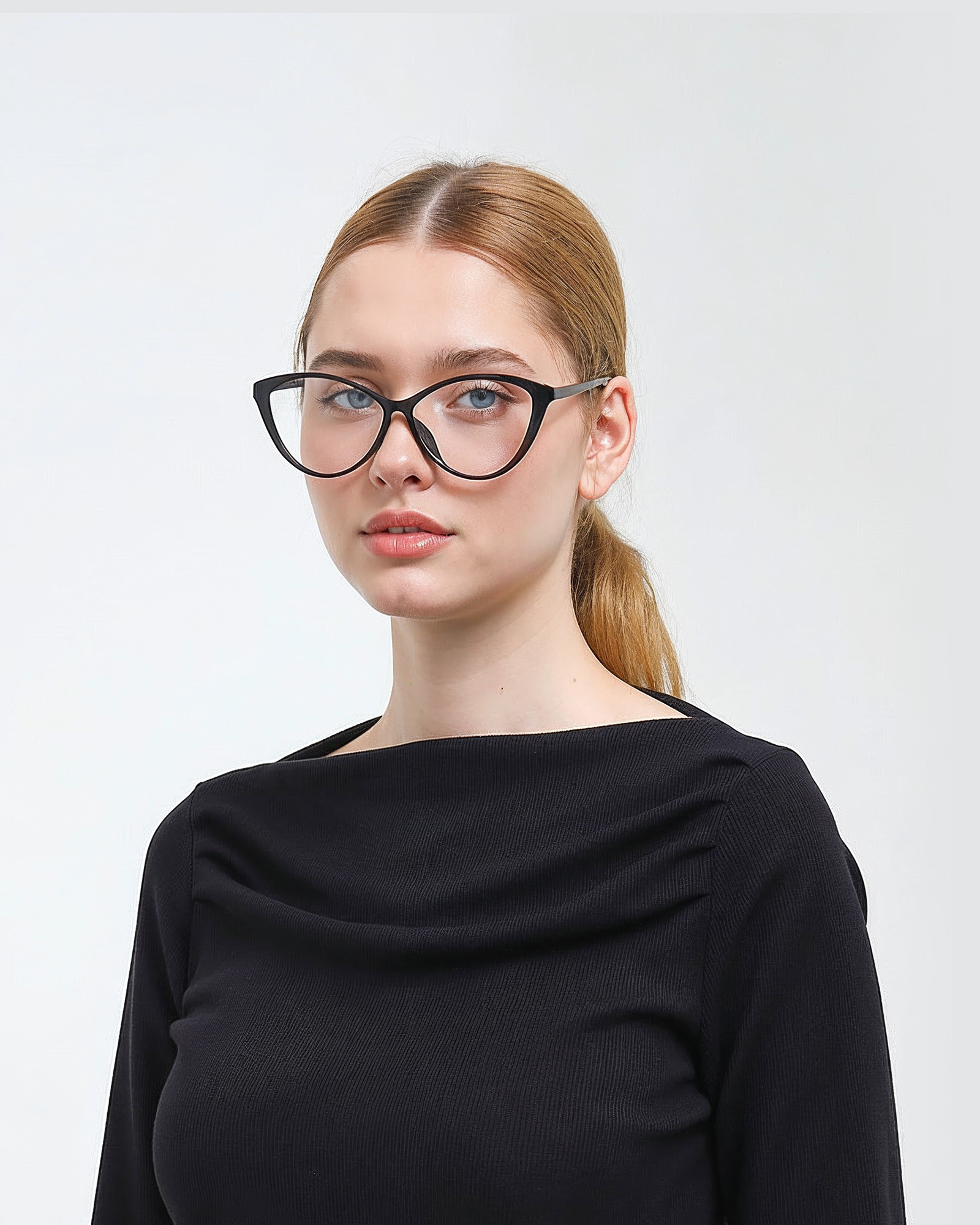 Kacamata TR Lentur Pria Wanita Antiradiasi Cat Eye Regata-Black view 6