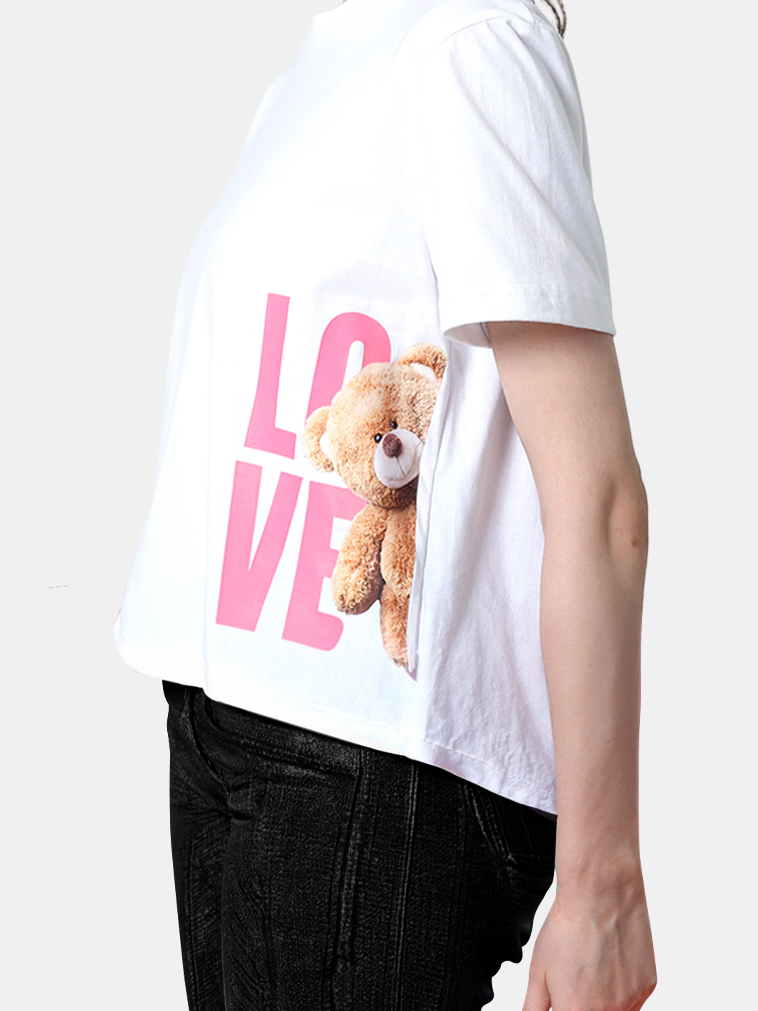 VANYA - Women's White Crop Cotton Tshirt view 2