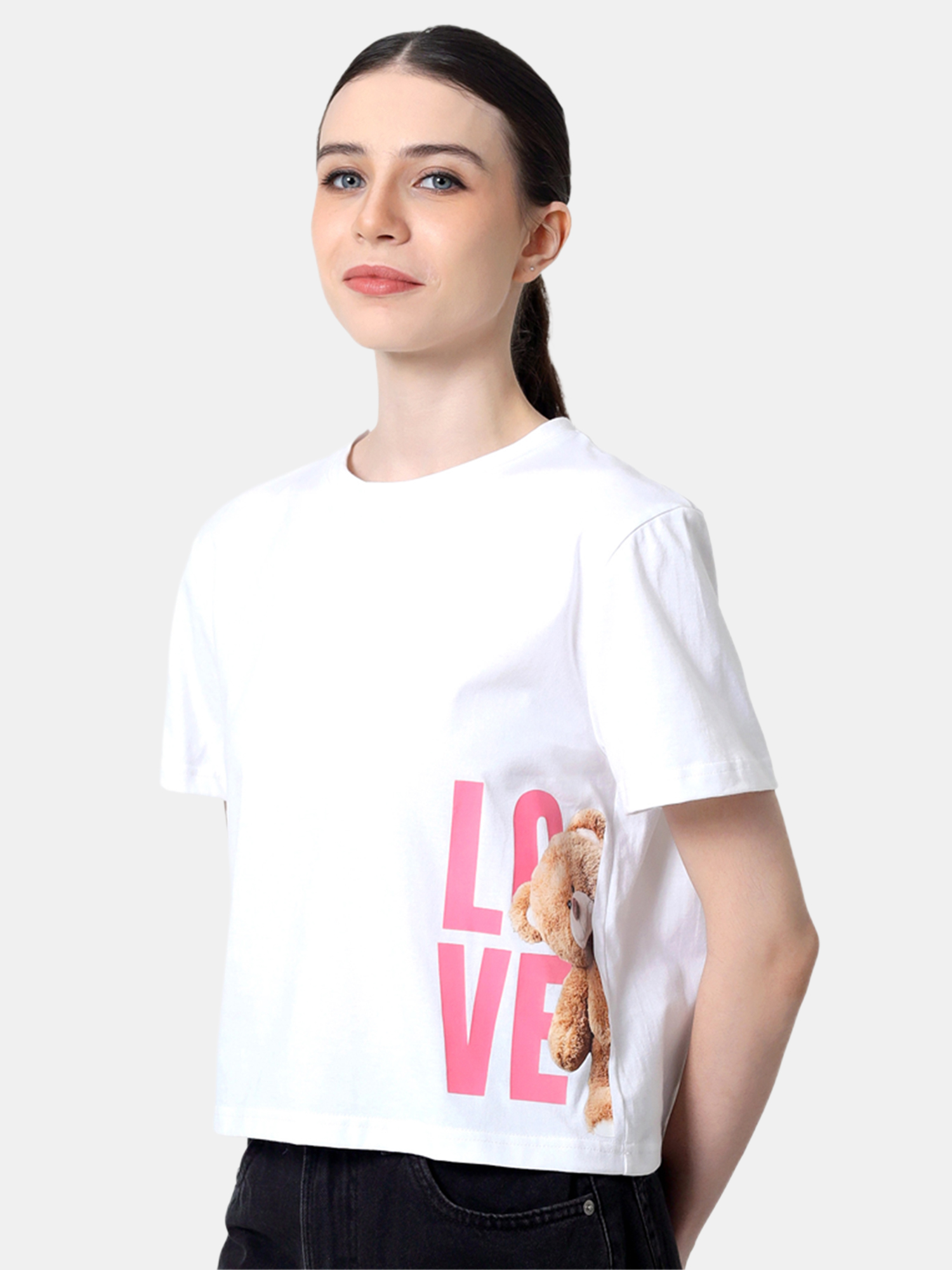 VANYA - Women's White Crop Cotton Tshirt