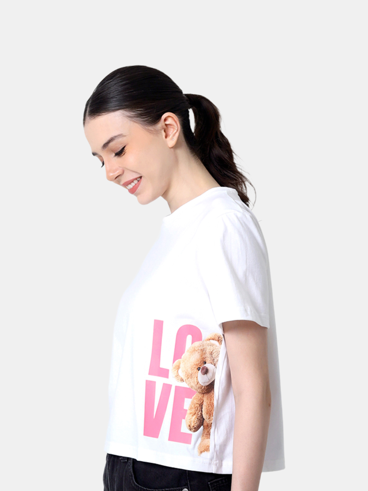 VANYA - Women's White Crop Cotton Tshirt view 6