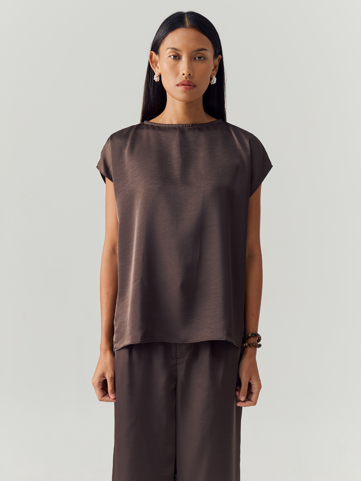 Espresso Silk Sleeveless Set