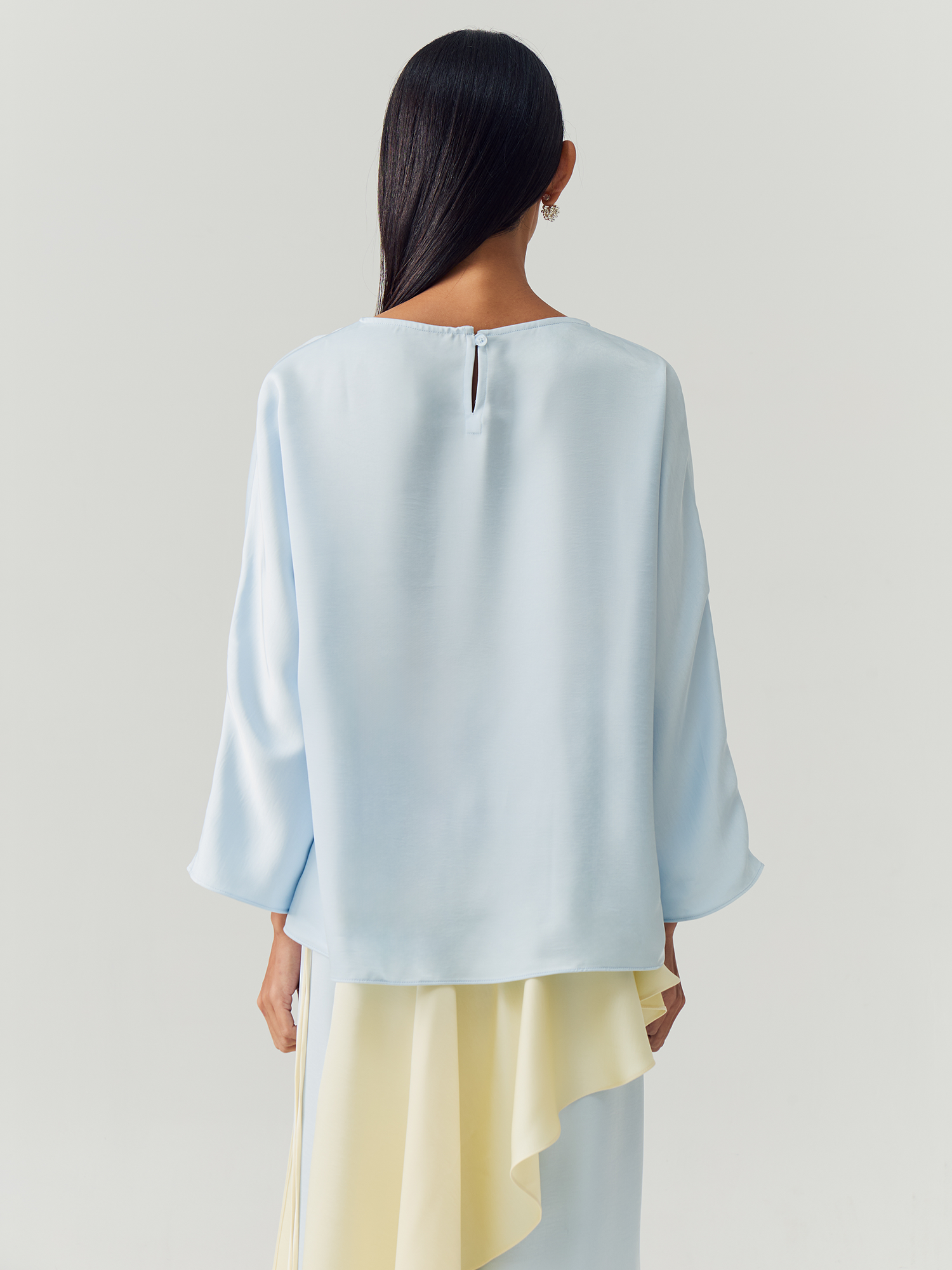 Blue Silk Longsleeve Set view 3