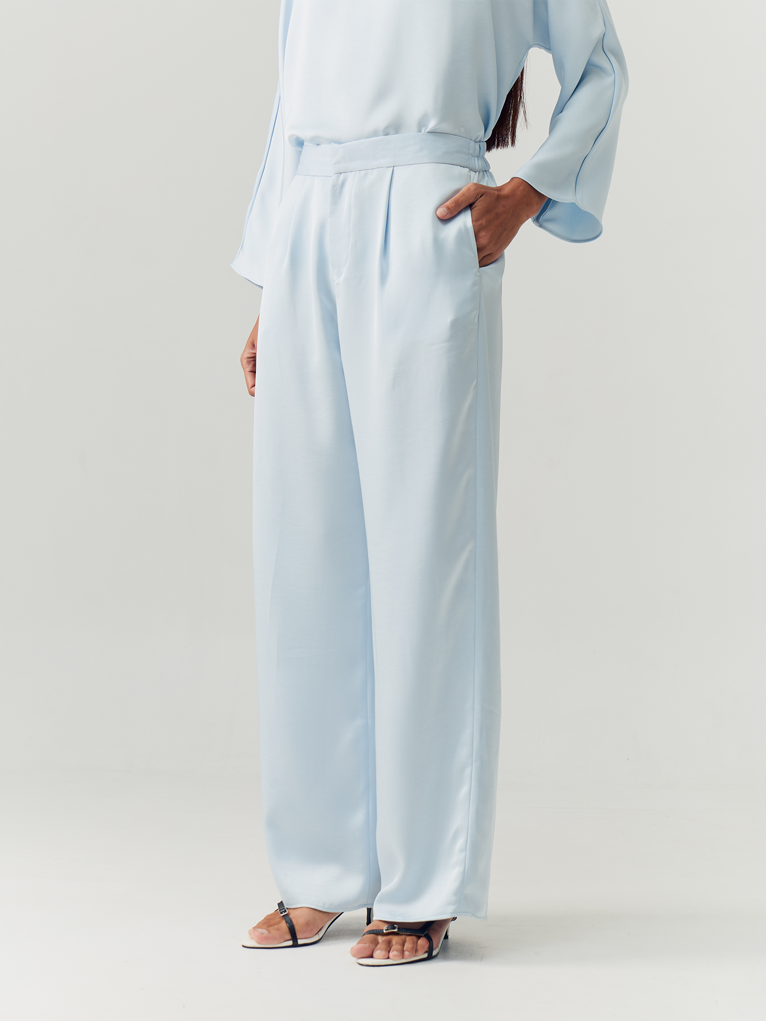 Blue Silk Longsleeve Set view 4