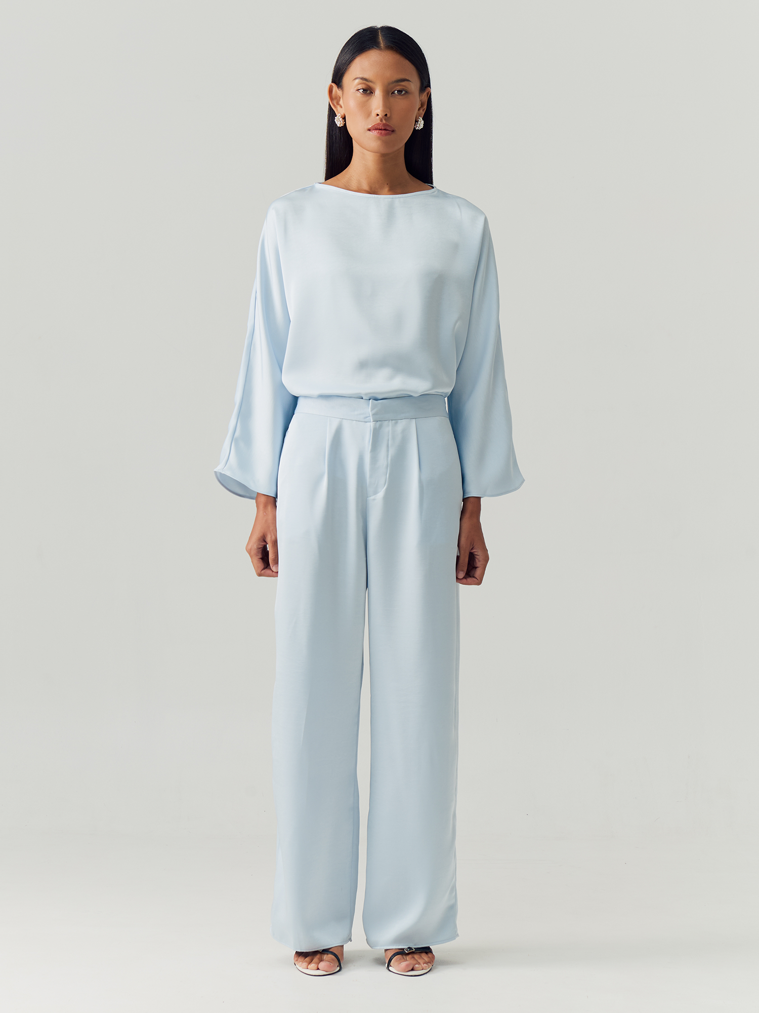 Blue Silk Longsleeve Set view 2