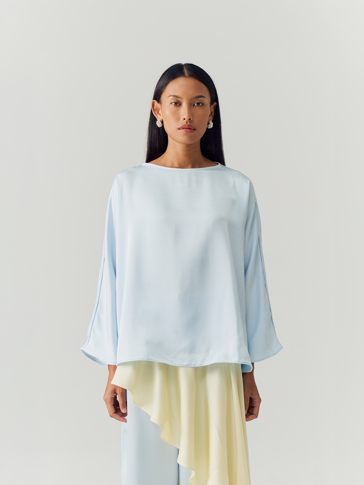 Blue Silk Longsleeve Set view 5