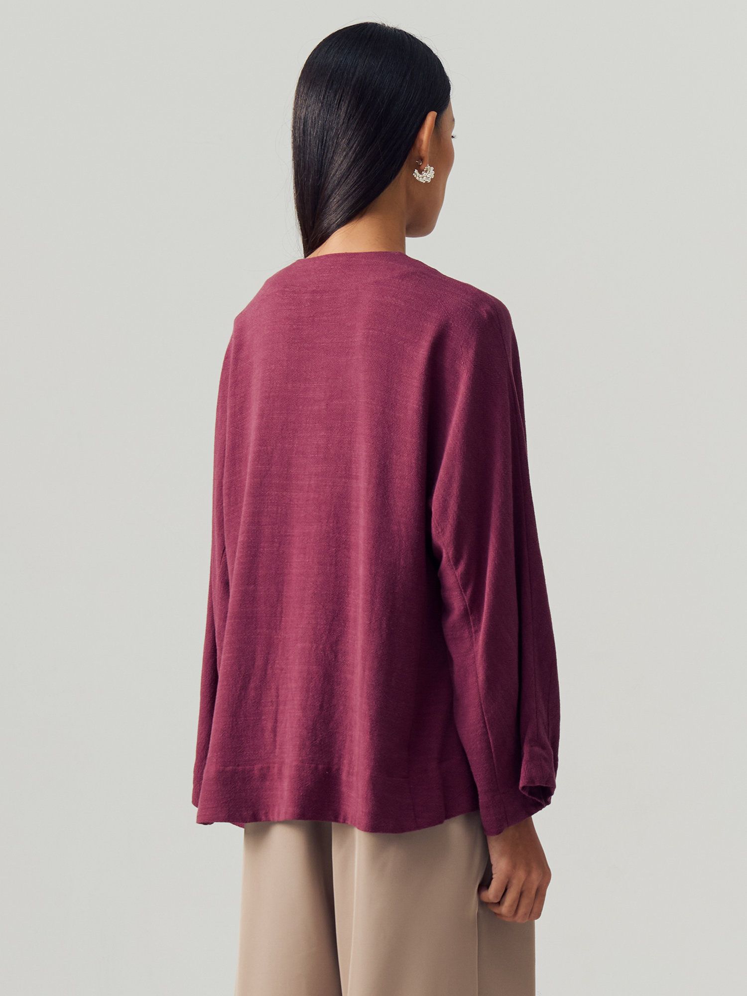 Burgundy Linen Blouse view 2