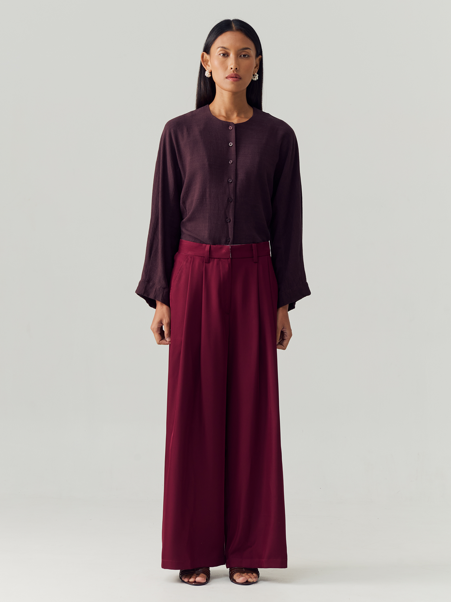 Maroon Loose Trousers view 3
