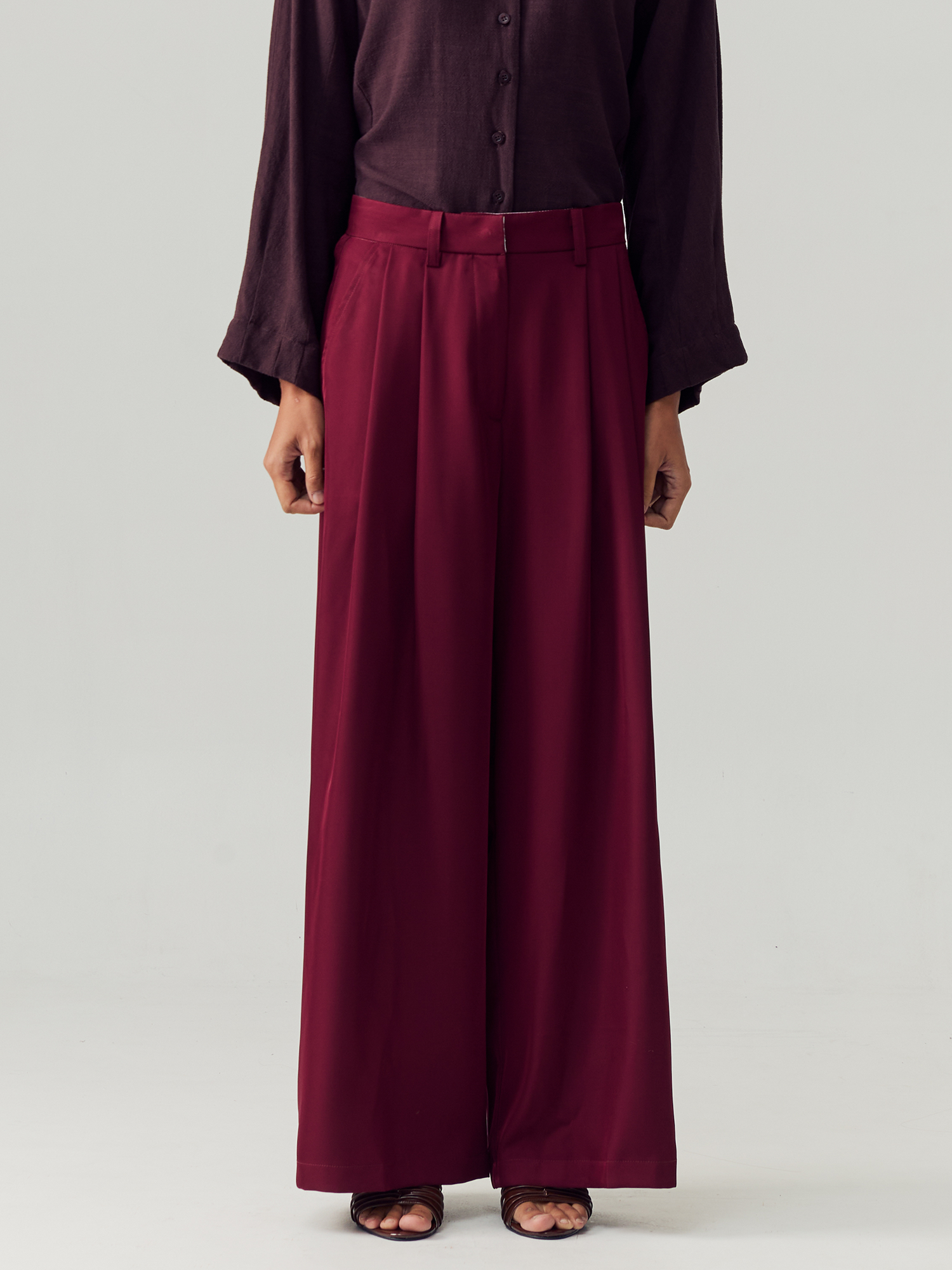 Maroon Loose Trousers view 4