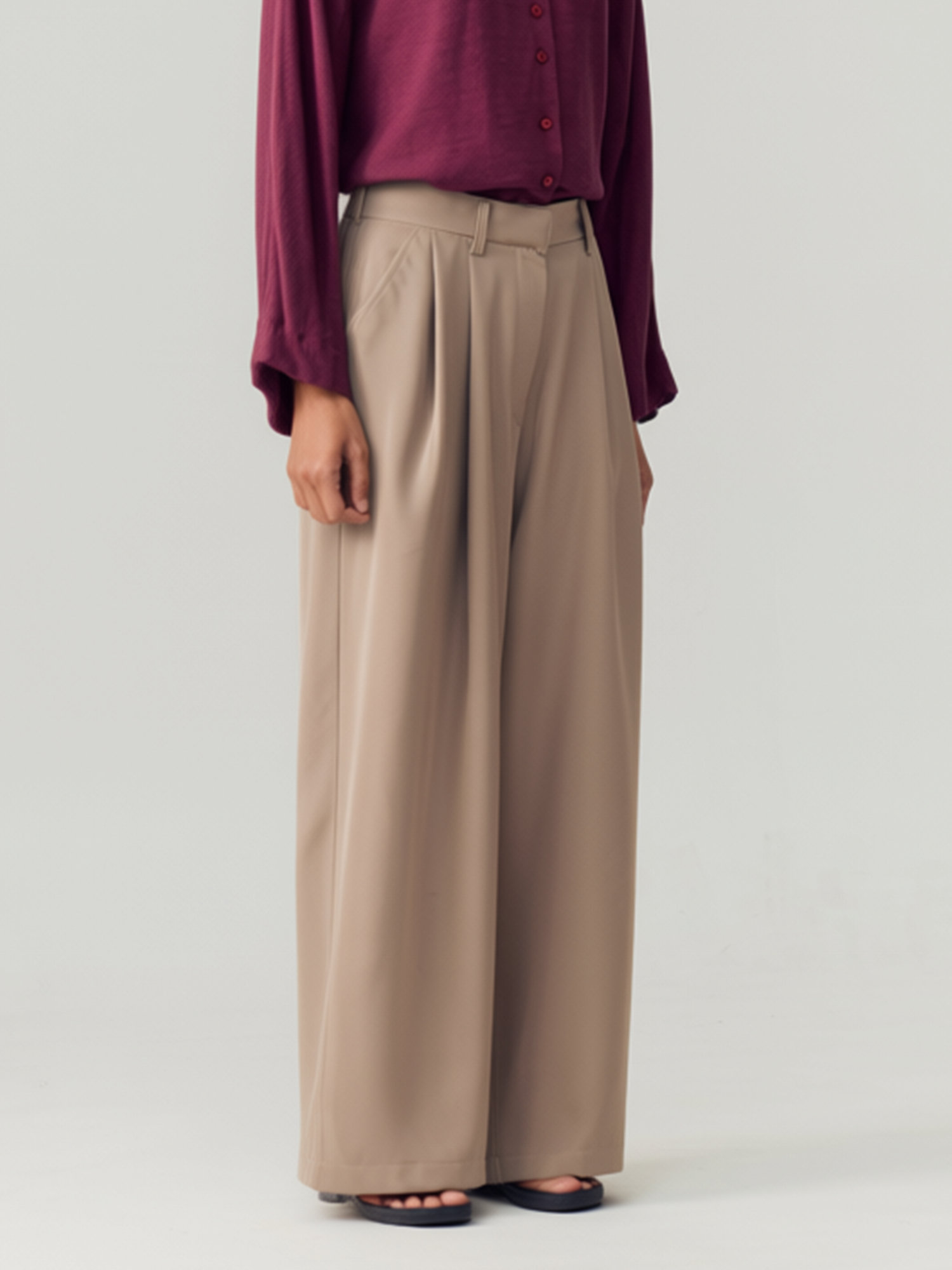 Almond Loose Trousers view 3