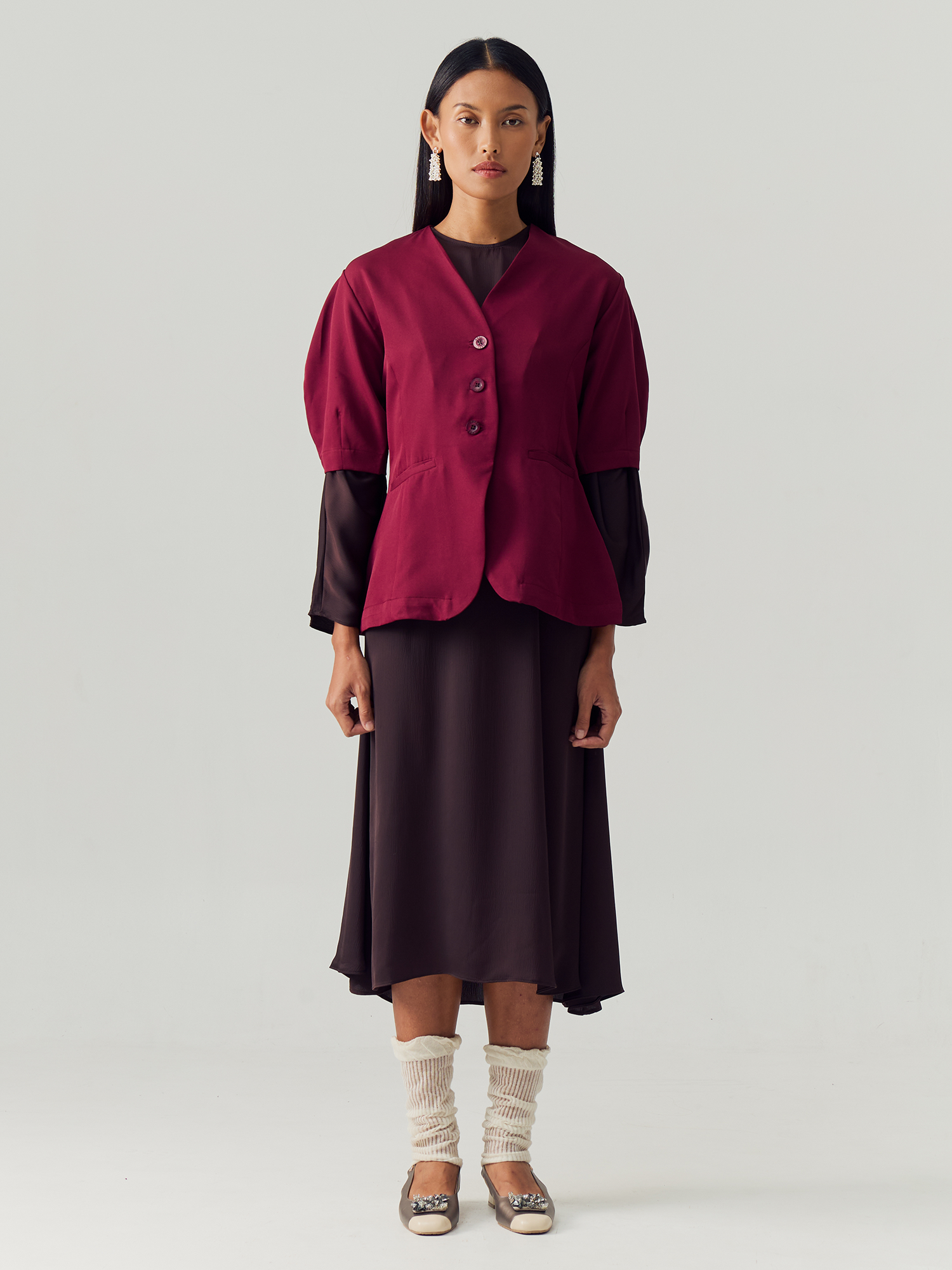 Maroon Blazer Shortsleeve