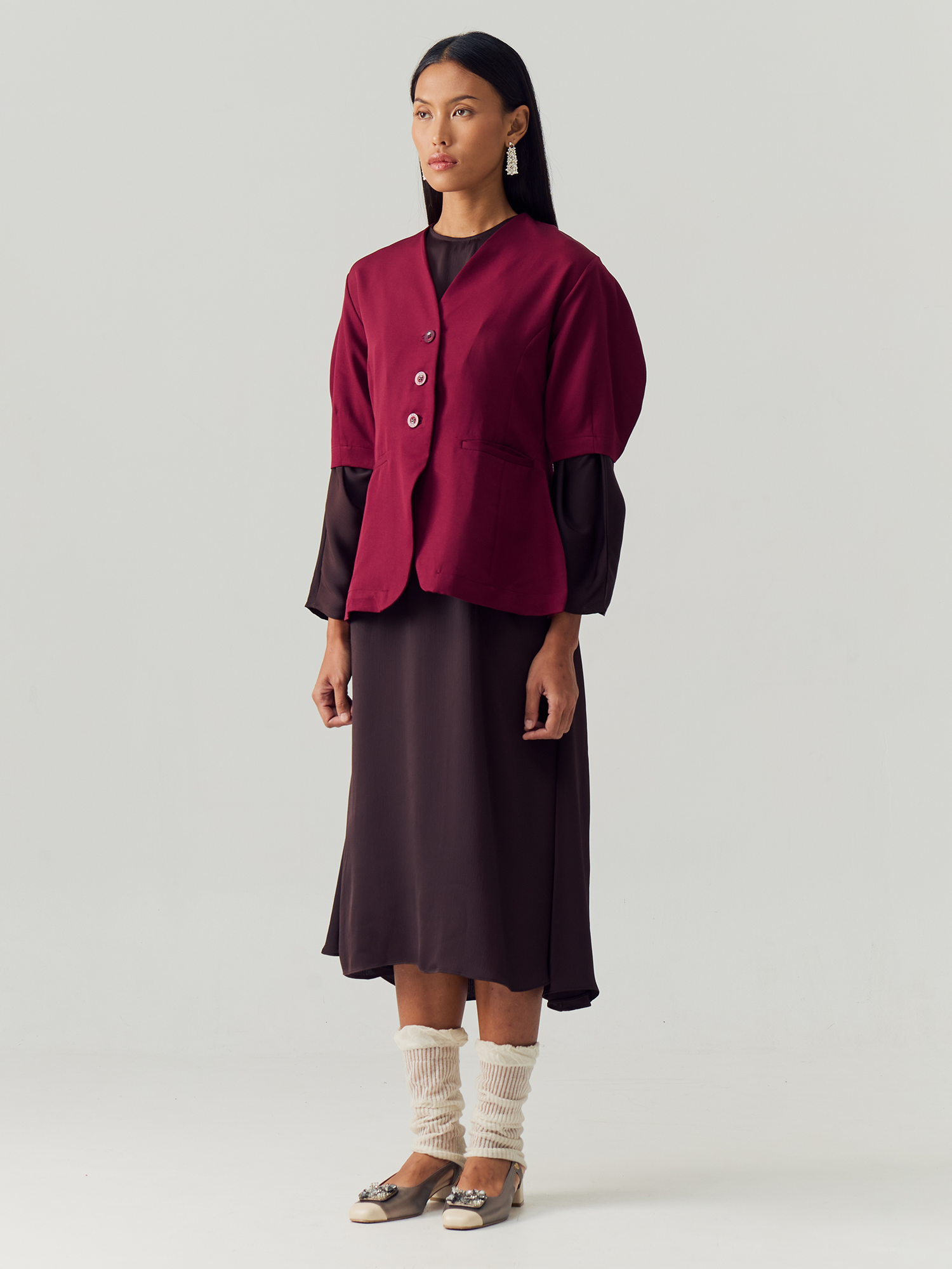 Maroon Blazer Shortsleeve view 3