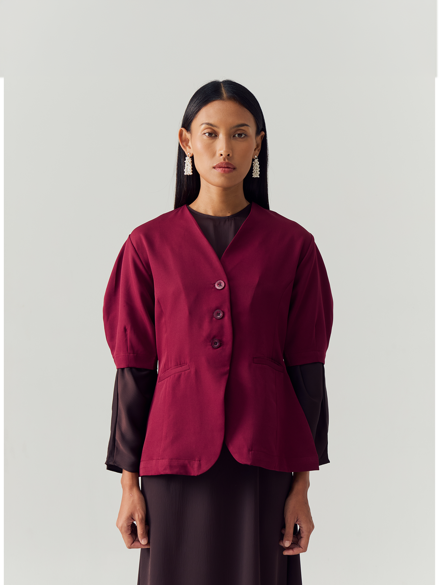 Maroon Blazer Shortsleeve view 4
