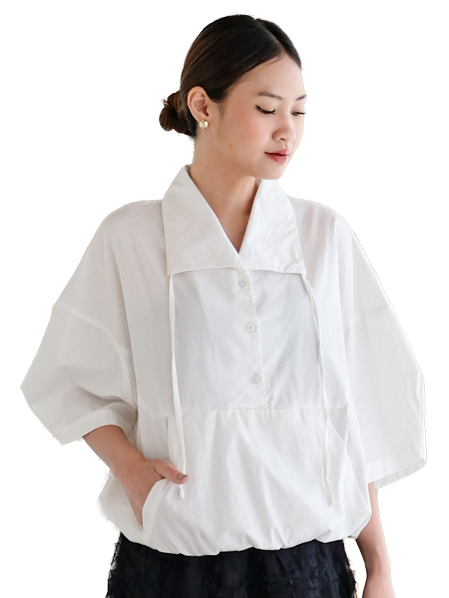 Fond of Cotton White Top Shirt view 4