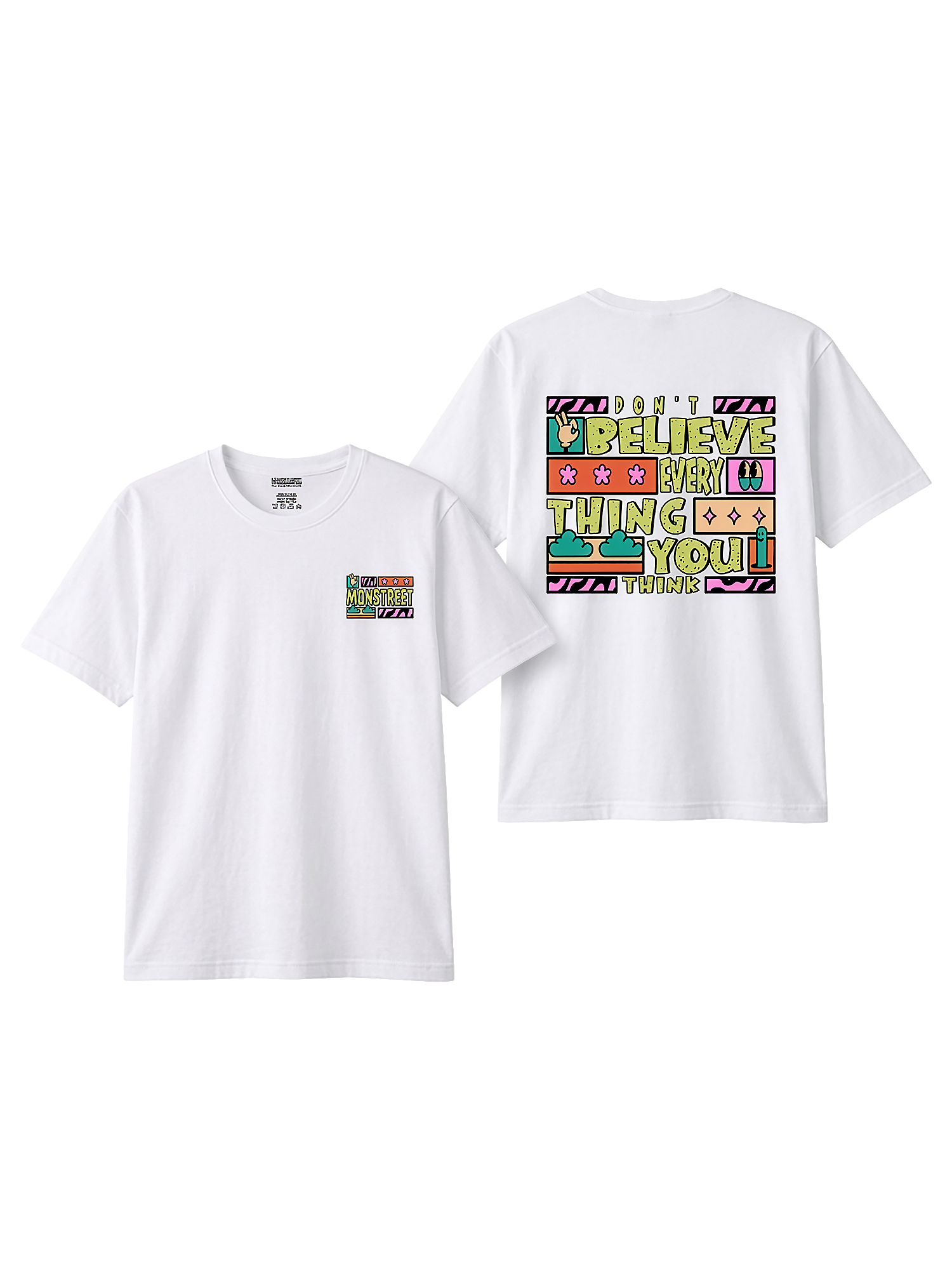Monstreet Regular Fit White Cotton Graphic Tshirt UTR109 view 4
