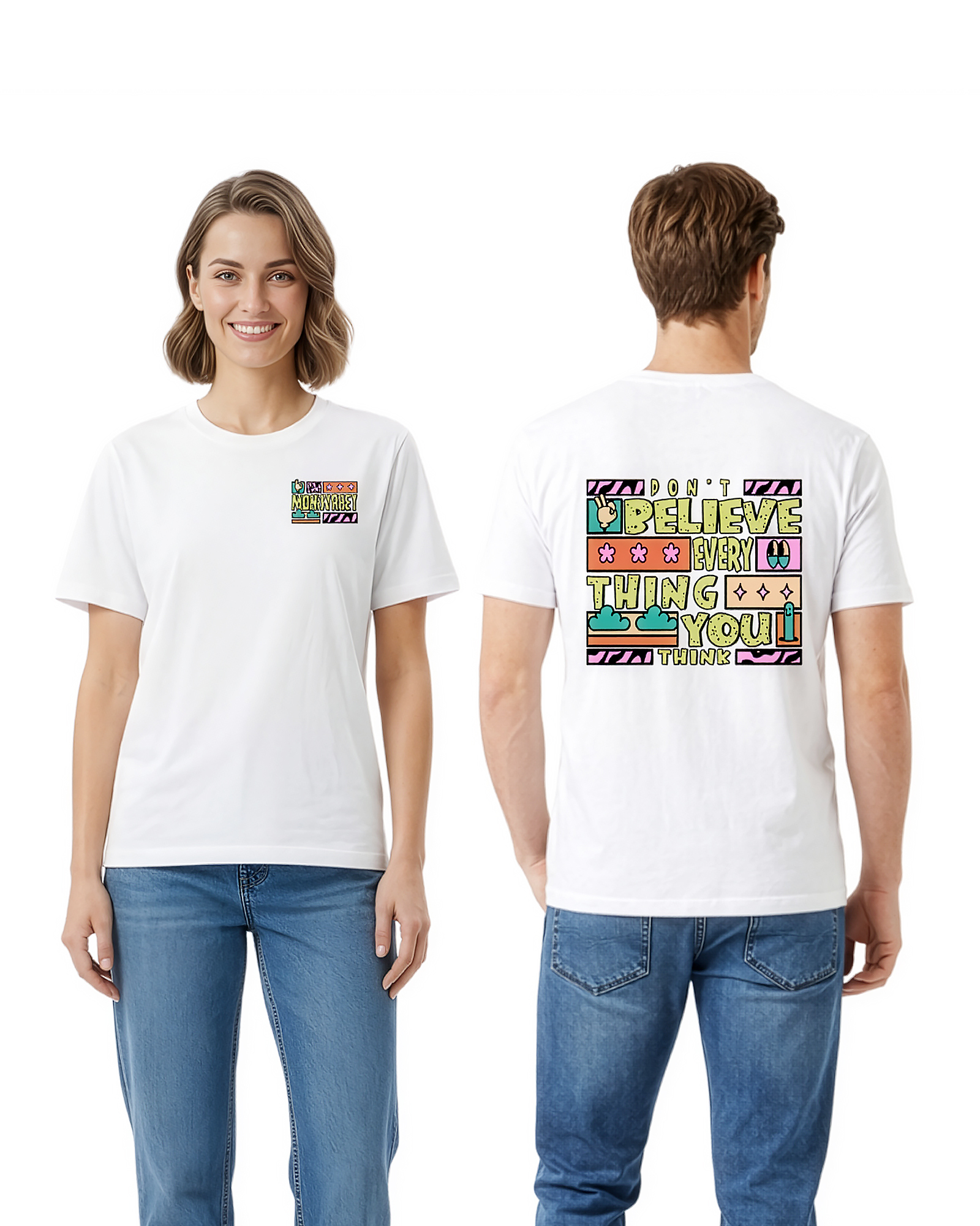 Monstreet Regular Fit White Cotton Graphic Tshirt UTR109 view 5