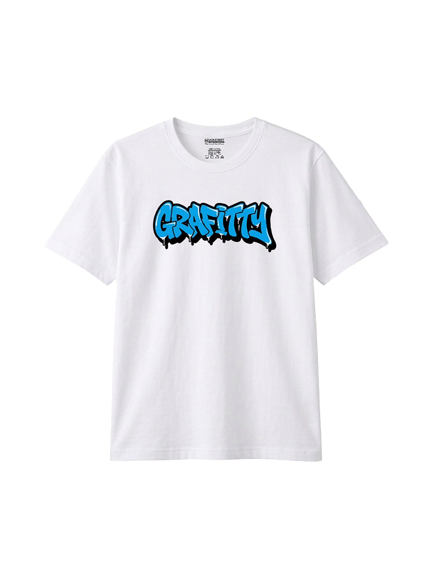 Monstreet Regular Fit White Cotton Graphic Tshirt UTR214 view 2