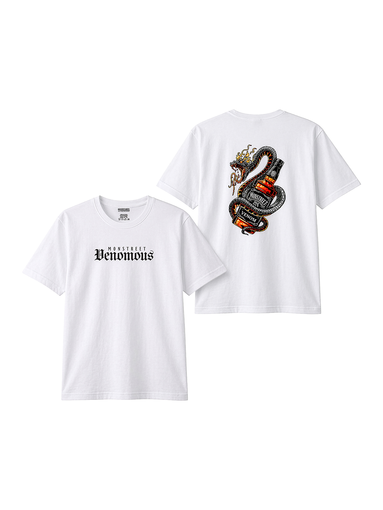Monstreet Regular Fit White Cotton Graphic Tshirt UTR174 view 2