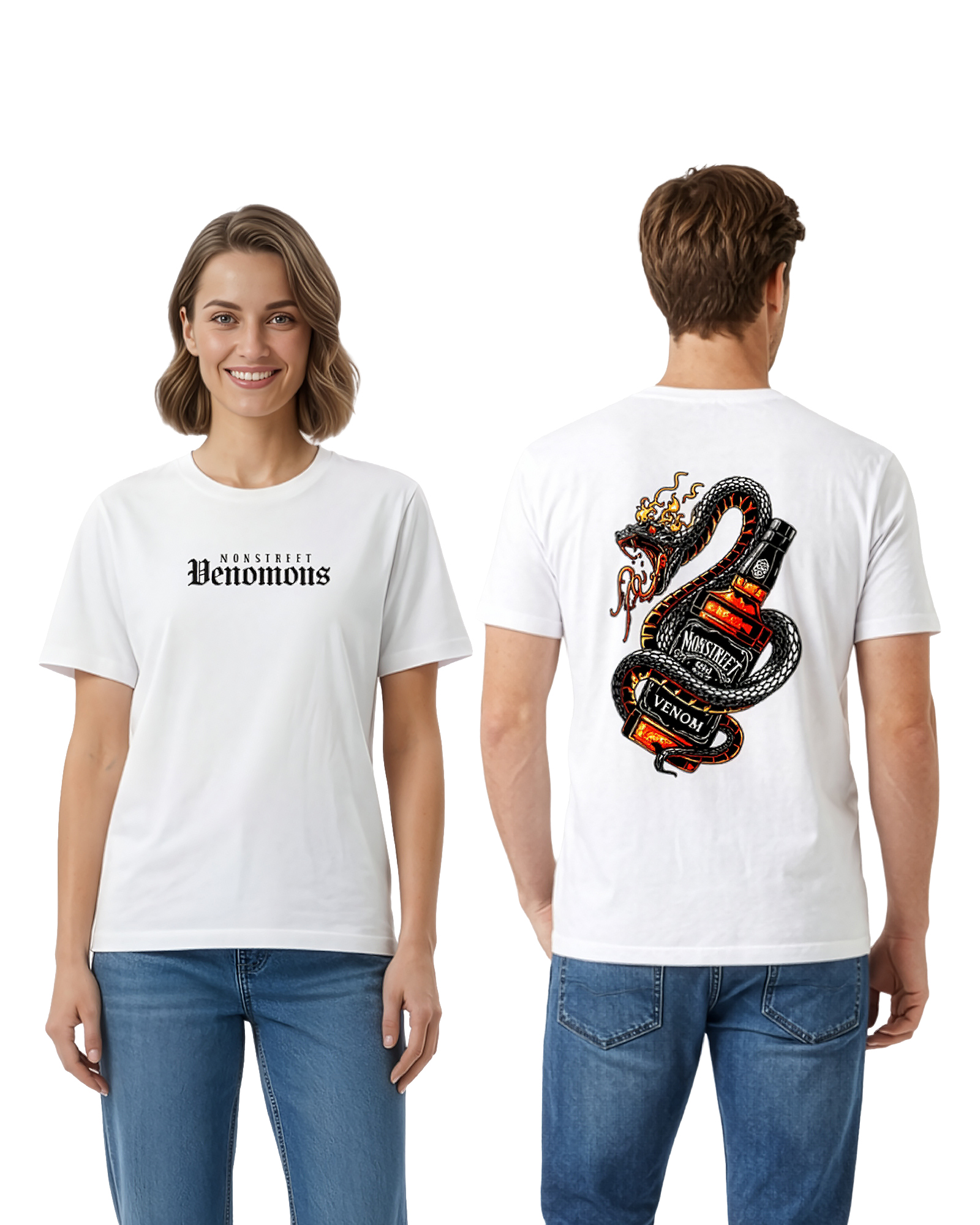 Monstreet Regular Fit White Cotton Graphic Tshirt UTR174 view 4