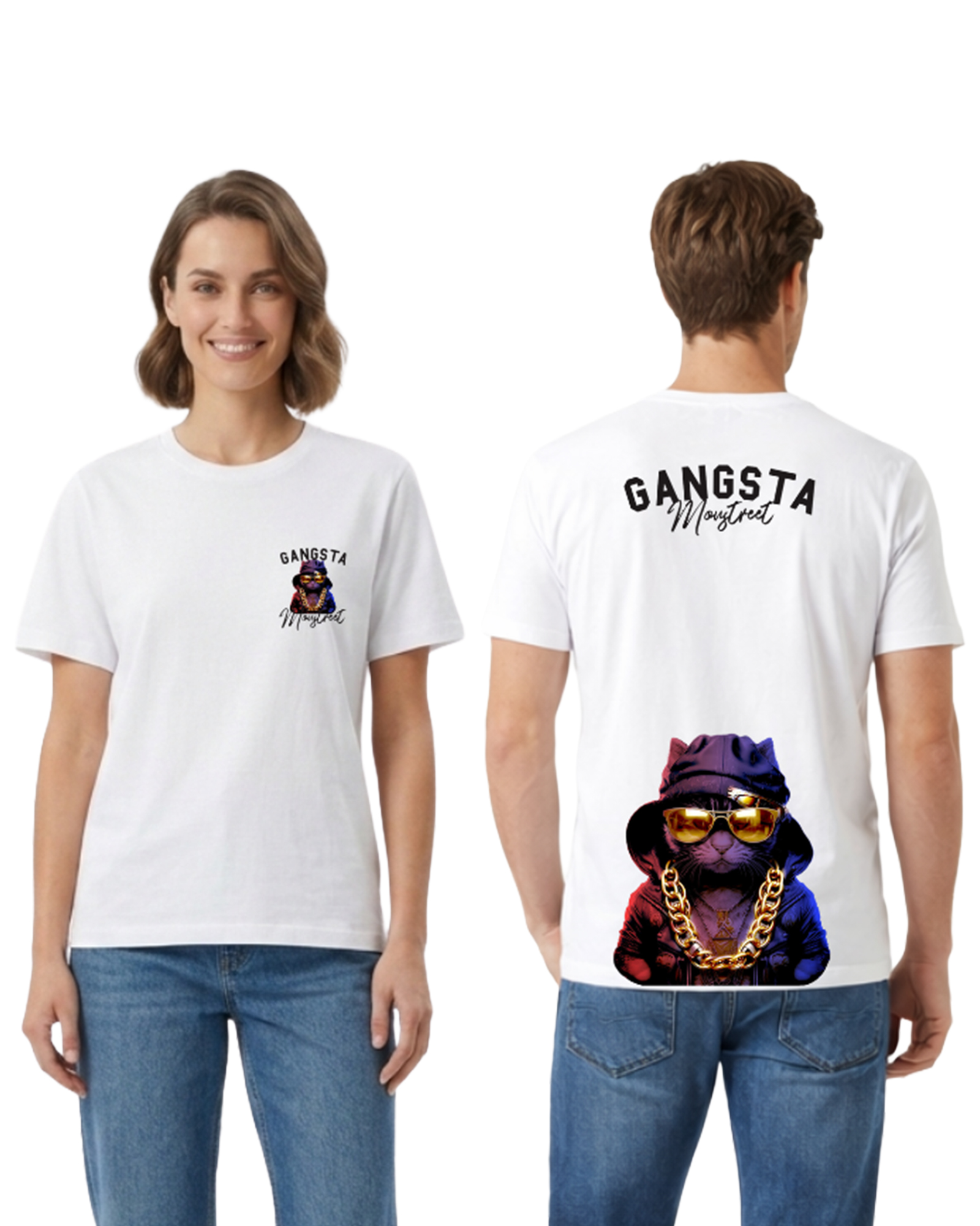 Monstreet Regular Fit White Cotton Graphic Tshirt UTR178 view 5